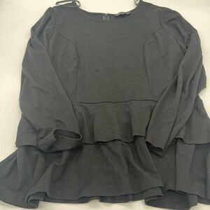Women's Eloquii Long Sleeve Black Ruffle Tiered Blouse Top Size 20
